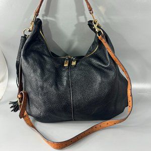 G.I.L.I. Black Leather Shoulder Purse Bag Toe
